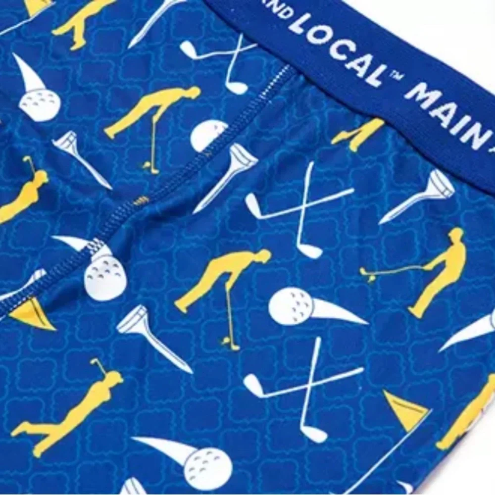 Local & Main Men’s Size S Golf Novelty Boxers & Socks Gift Set Blue Holiday Bday